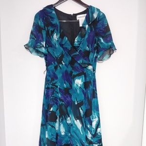 Danny & Nicole Short Sleeve Faux Wrap Dress